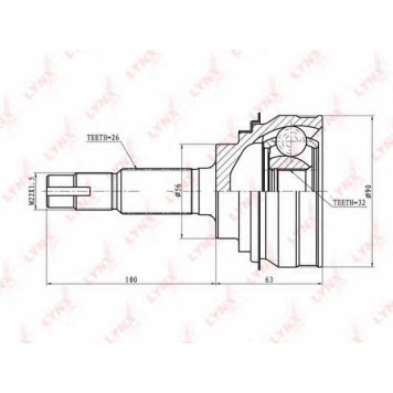 Шарнирный комплект приводного вала LYNXauto CO-7538