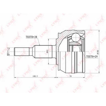 Шарнирный комплект приводного вала LYNXauto CO-8006