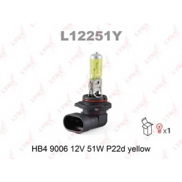 Лампа накаливания HB4 12В 51Вт LYNXauto YELLOW L12251Y