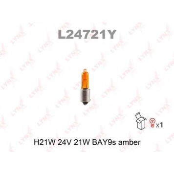 Лампа накаливания H21Вт 24В 21Вт LYNXauto YELLOW L24721Y