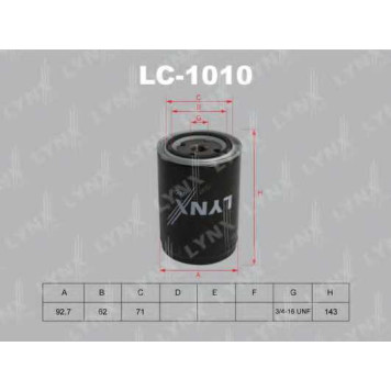 Фильтр масляный LYNXauto LC-1010