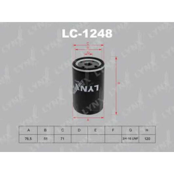 Фильтр масляный LYNXauto LC-1248