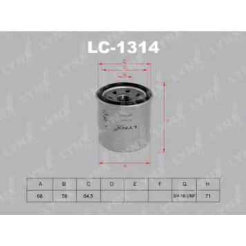 Фильтр масляный LYNXauto LC-1314