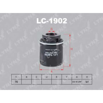 Фильтр масляный LYNXauto LC-1902