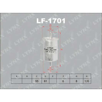 Фильтр топливный LYNXauto LF-1701
