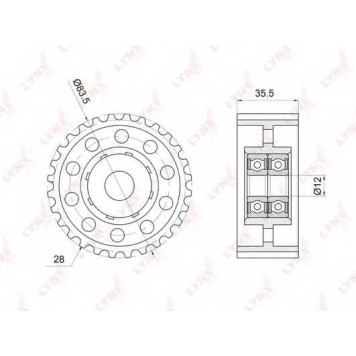 Паразитный / ведущий ролик зубчатого ремня LYNXauto PB-3038