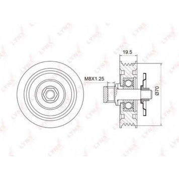 Натяжной ролик поликлинового ременя LYNXauto PB-5034
