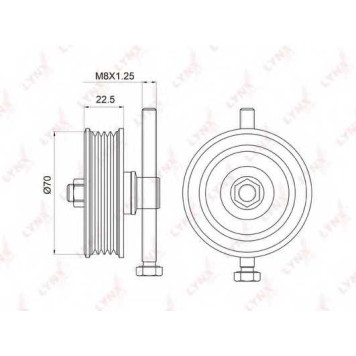 Натяжной ролик поликлинового ременя LYNXauto PB-5042