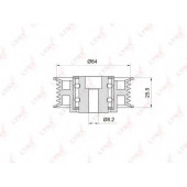 Паразитный / ведущий ролик поликлинового ременя LYNXauto PB-7016