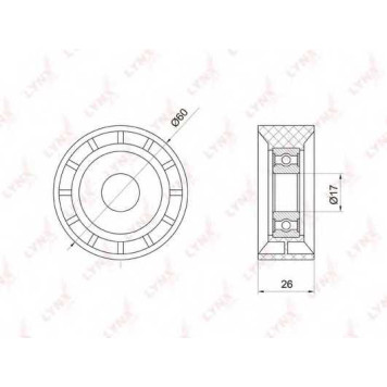 Паразитный / ведущий ролик поликлинового ременя LYNXauto PB-7027