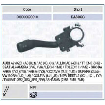 Выключатель на колонке рулевого управления MAGNETI MARELLI DA50098 / 000050098010