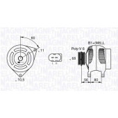 Генератор 90А для IVECO DAILY <b>MAGNETI MARELLI 063533200010 / MAN2001</b>