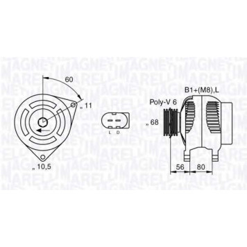 Генератор 90А для IVECO DAILY <b>MAGNETI MARELLI 063533200010 / MAN2001</b>