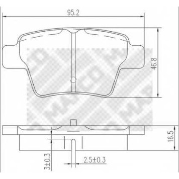 Колодки тормозные дисковые задний для CITROEN C4(LA#,LC#) / PEUGEOT 207(WA#,WC#,WD#,WK#), 307(3A/C,3B,3E,3H) <b>MAPCO 6838</b>