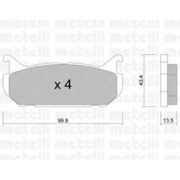 Колодки тормозные дисковые для MAZDA 626(GE), MX-6(GD,GE), XEDOS 6(CA) <b>METELLI 22-0303-0</b>