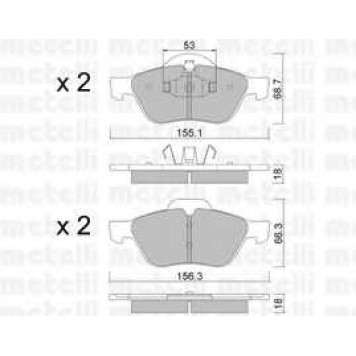 Колодки тормозные дисковые для RENAULT LAGUNA(BG0/1#, BT0/1, DT0/1, KG0/1#, KT0/1), WIND(E4M#) <b>METELLI 22-0335-0</b>