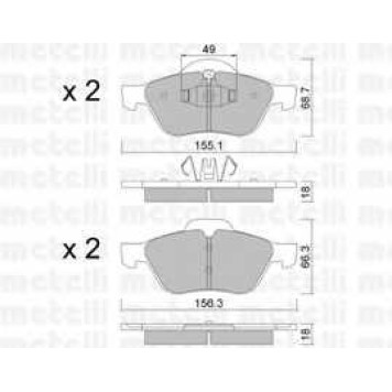 Колодки тормозные дисковые для RENAULT CLIO(BR0/1, CR0/1), GRAND(JM0/1#), MEGANE(BM0/1#, CM0/1#, EM0/1#, KM0/1#, LM0/1#), SCENIC(JM0/1#), TWINGO(CN0#) <b>METELLI 22-0335-1</b>