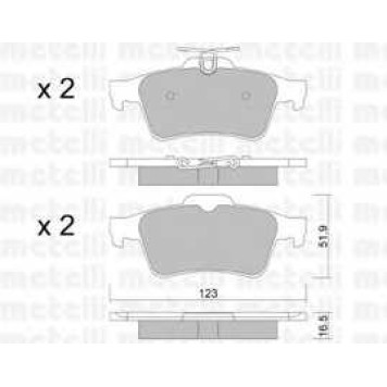 Колодки тормозные дисковые для CITROEN C5, EVASION / FORD C-MAX, FOCUS, TOURNEO CONNECT, TRANSIT CONNECT / MAZDA 3, 5 / OPEL GT, SIGNUM, VECTRA / RENAULT LAGUNA / SAAB 9-3, 9-3X / VOLVO C30, C70, S40, V40, V50 <b>METELLI 22-0337-1</b>