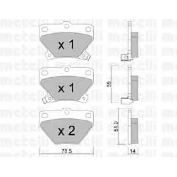 Колодки тормозные дисковые для TOYOTA CELICA, COROLLA, PRIUS, YARIS <b>METELLI 22-0424-0</b>
