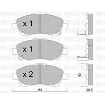 Колодки тормозные дисковые для TOYOTA AVENSIS(T25, T25#), COROLLA(CDE12#, R1#, ZDE12#, ZER#, ZZE12#) <b>METELLI 22-0450-0</b>
