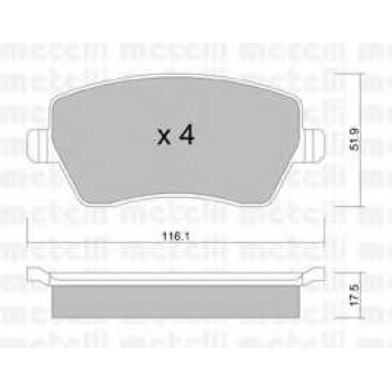 Колодки тормозные дисковые для NISSAN MICRA, NOTE, TIIDA / RENAULT CLIO, DUSTER, KANGOO, LOGAN EXPRESS, LOGAN, MODUS, ZOE <b>METELLI 22-0485-0</b>