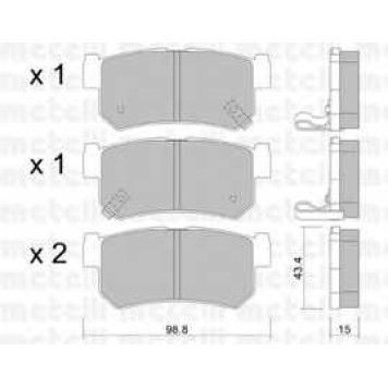 Колодки тормозные дисковые для DAEWOO KORANDO, MUSSO, REXTON / SSANGYONG ACTYON SPORTS, ACTYON, KORANDO, KYRON, MUSSO SPORTS, MUSSO, REXTON <b>METELLI 22-0519-0</b>