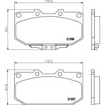 Колодки тормозные дисковые для NISSAN 200 SX(S15), 300 ZX(Z32) / SUBARU IMPREZA(GC,GD,GFC,GG) <b>MINTEX MDB1416 / 21307</b>