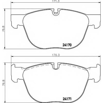Колодки тормозные дисковые для BMW X4(F26), X5(E70,F15,F85), X6(E71,E72,F16,F86) <b>MINTEX MDB2827 / 24170</b>