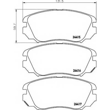 Колодки тормозные дисковые для CHEVROLET AVEO(T250,T255), MALIBU(V300) / OPEL INSIGNIA / SAAB 9-5(YS3G) <b>MINTEX MDB2870 / 24415</b>