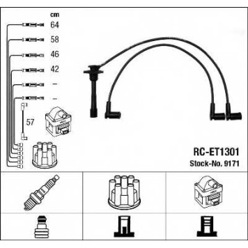 Комплект проводов зажигания NGK RC-ET1301 / 9171