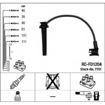 Комплект проводов зажигания NGK RC-FD1204 / 7701