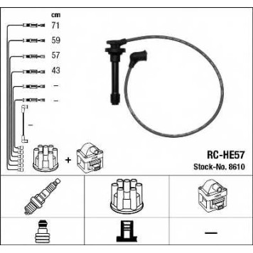 Комплект проводов зажигания NGK RC-HE57 / 8610