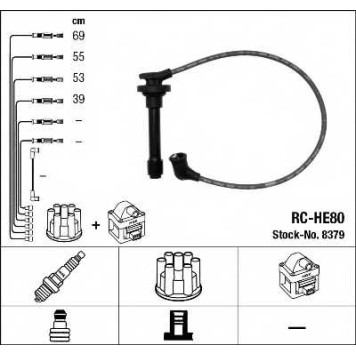 Комплект проводов зажигания NGK RC-HE80 / 8379