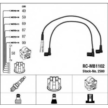 Комплект проводов зажигания NGK RC-MB1102 / 2580