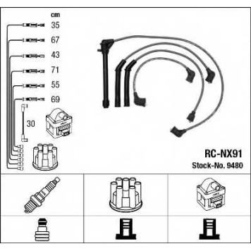 Комплект проводов зажигания NGK RC-NX91 / 9480