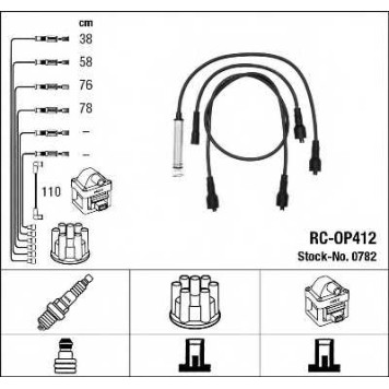 Комплект проводов зажигания NGK RC-OP412 / 0782