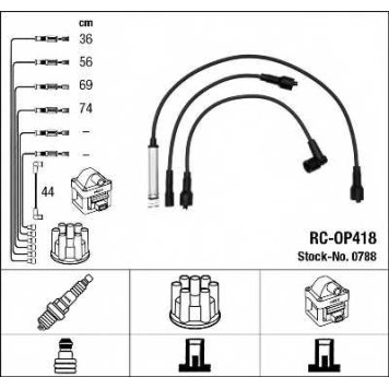Комплект проводов зажигания NGK RC-OP418 / 0788