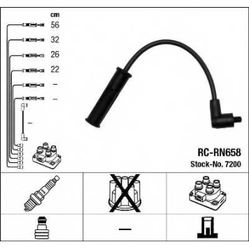 Комплект проводов зажигания NGK RC-RN658 / 7200