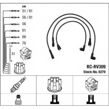 Комплект проводов зажигания NGK RC-RV309 / 8279