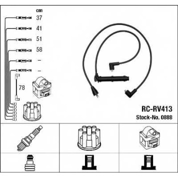 Комплект проводов зажигания NGK RC-RV413 / 0888