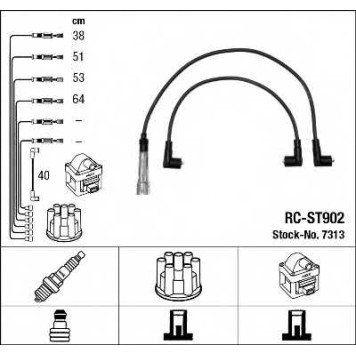 Комплект проводов зажигания NGK RC-ST902 / 7313
