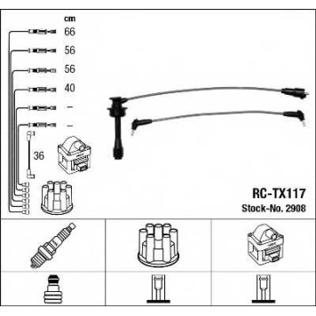 Комплект проводов зажигания NGK RC-TX117 / 2908