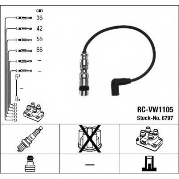 Комплект проводов зажигания NGK RC-VW1105 / 6797