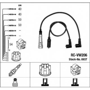 Комплект проводов зажигания NGK RC-VW206 / 0937