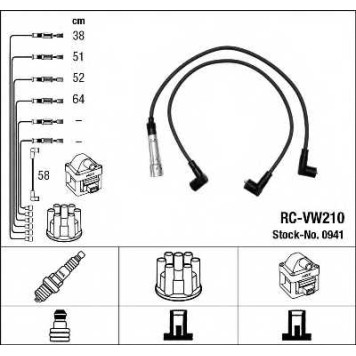 Комплект проводов зажигания NGK RC-VW210 / 0941