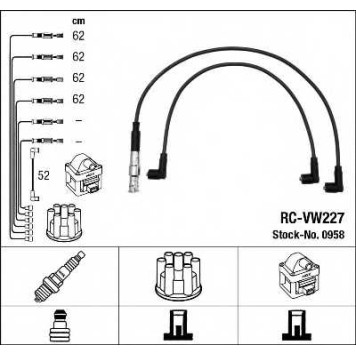 Комплект проводов зажигания NGK RC-VW227 / 0958