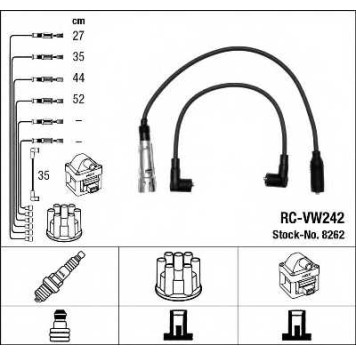 Комплект проводов зажигания NGK RC-VW242 / 8262