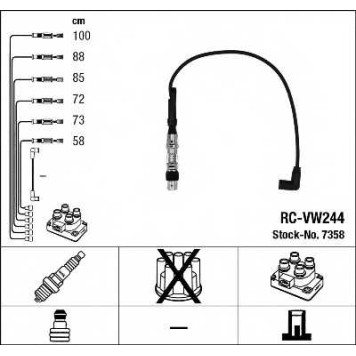 Комплект проводов зажигания NGK RC-VW244 / 7358