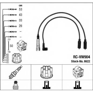 Комплект проводов зажигания NGK RC-VW904 / 8622