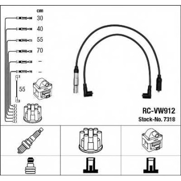 Комплект проводов зажигания NGK RC-VW912 / 7318